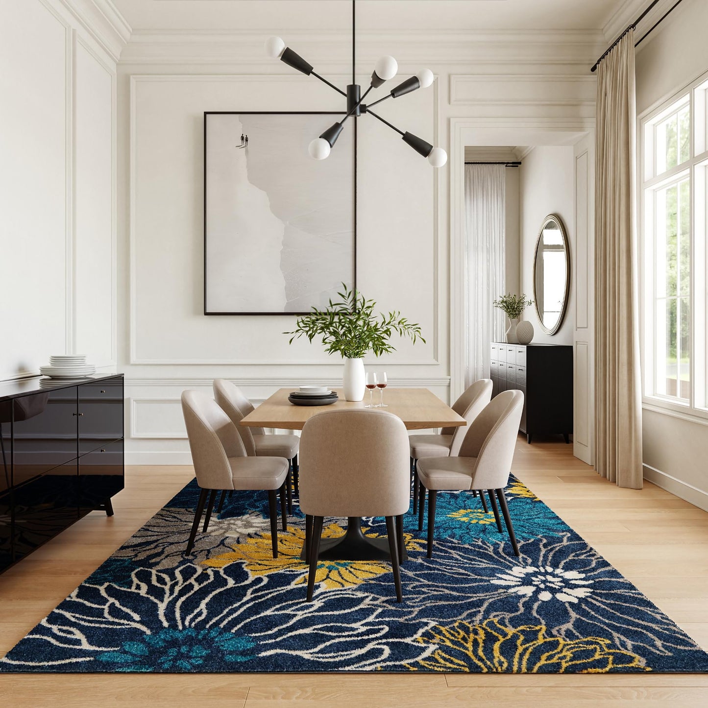 Nourison Home Passion Blue 8' x 10' Area Rug - Easy Clean, Non Shedding, Bed Room, Living Room, Dining Room, Kitchen (8' x 10')