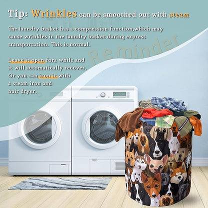 Cute Dogs Different Dog Laundry Basket Foldable