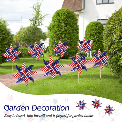 HOOSUN 4th of July Decorations,12Pcs American Flag Patriotic Pinwheels for Yard and Garden,Fourth of July Pinwheels Patriotic Memorial Day Decorations,Garden Wind Spinners,Pinwheel for Kids,Lawn,Patio