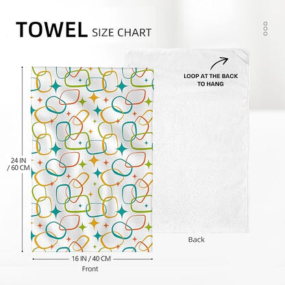 Mid Century Modern Kitchen Towels Set of 2, Absorbent Hand Towels, Retro Dish