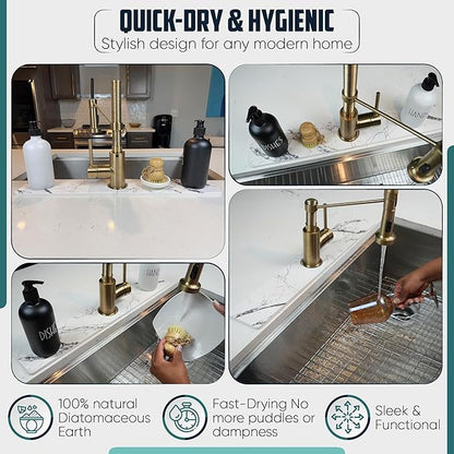 Faucet Splash Guard for Kitchen Sink – Super Absorbent Diatomite Stone Mat