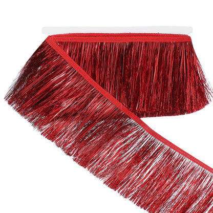 uxcell 5.5 Yard of 4 Inch Shiny Tinsel Fringe Trim, Sparkling Metallic Fringe Trims Garland Tinsel Streamer for DIY Latin Dance Costume Clothing Accessories Holiday Decor, Red