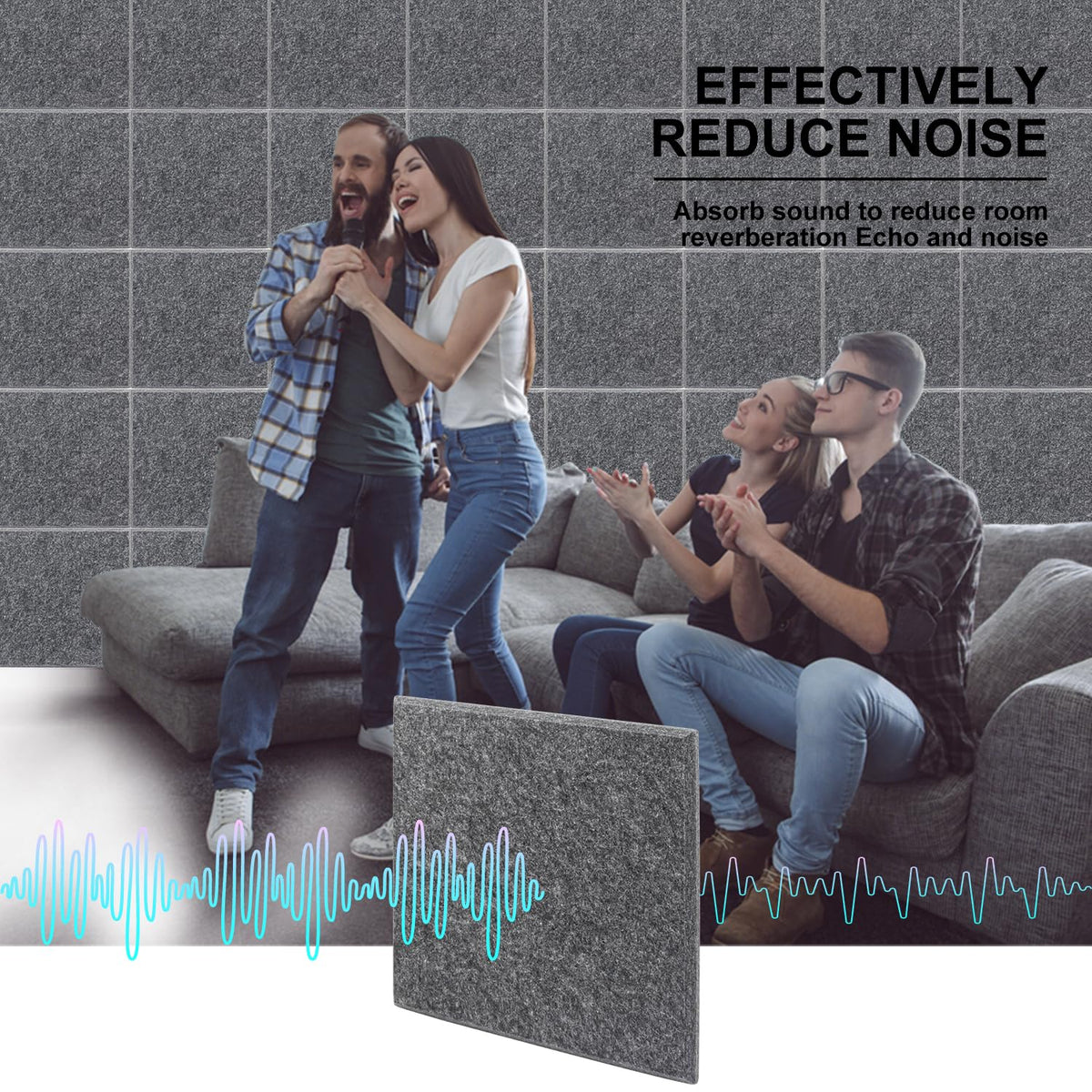 Geytetqi 12 Pack 12" x 12" Felt Boards, Dark Grey Square Felt Wall Tiles, Self-Adhesive Cork Bulletin Board for Home, Office, and Kitchen Decor(1/2 Inch Thickness)