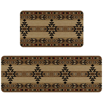 Eikunn Western Kitchen Rugs and Mats Set of 2,Boho Farmhouse Rustic Country Kitchen Mat for Floor, Non Skid Waterproof Kitchen Sink Mats Western Room Decor Doormat+Runner Rug