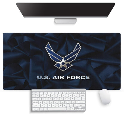 knseva Large Gaming Mouse Pad (31.5" x 15.8") - US Air Force Navy Blue Great Gift Idea Patriotic Military Design, Extra XXL Office Accessories, Premium Stitched Anti-Slip Office Desk Mat
