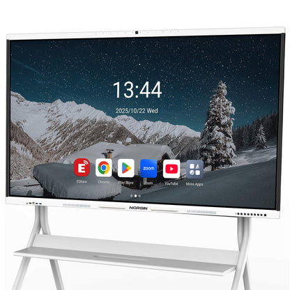 NORQIN Interactive Smartboard 65" 4K UHD Touchscreen Digital Whiteboard with 48MP Camera, 8-Array Microphone, Dual 15W Speakers for Presentation Classroom Conference Office Home (Wall Mount Included)