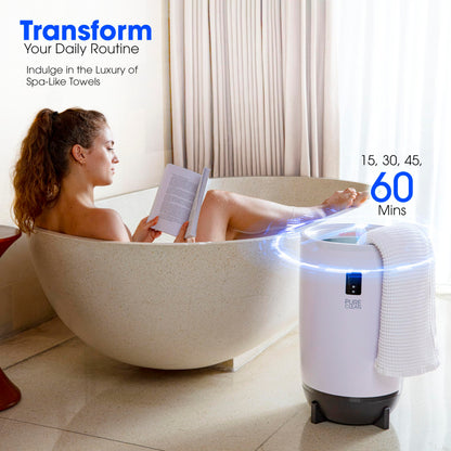 PURE CLEAN Towel Warmers Bucket, with Customized Fragrance for Spa and Bathroom, Luxury Towel Heater Gifts for Him & Her, Auto Shut Off, Fits 2 Large Towels, Blankets, Bathrobes, PJ's (Taupe)