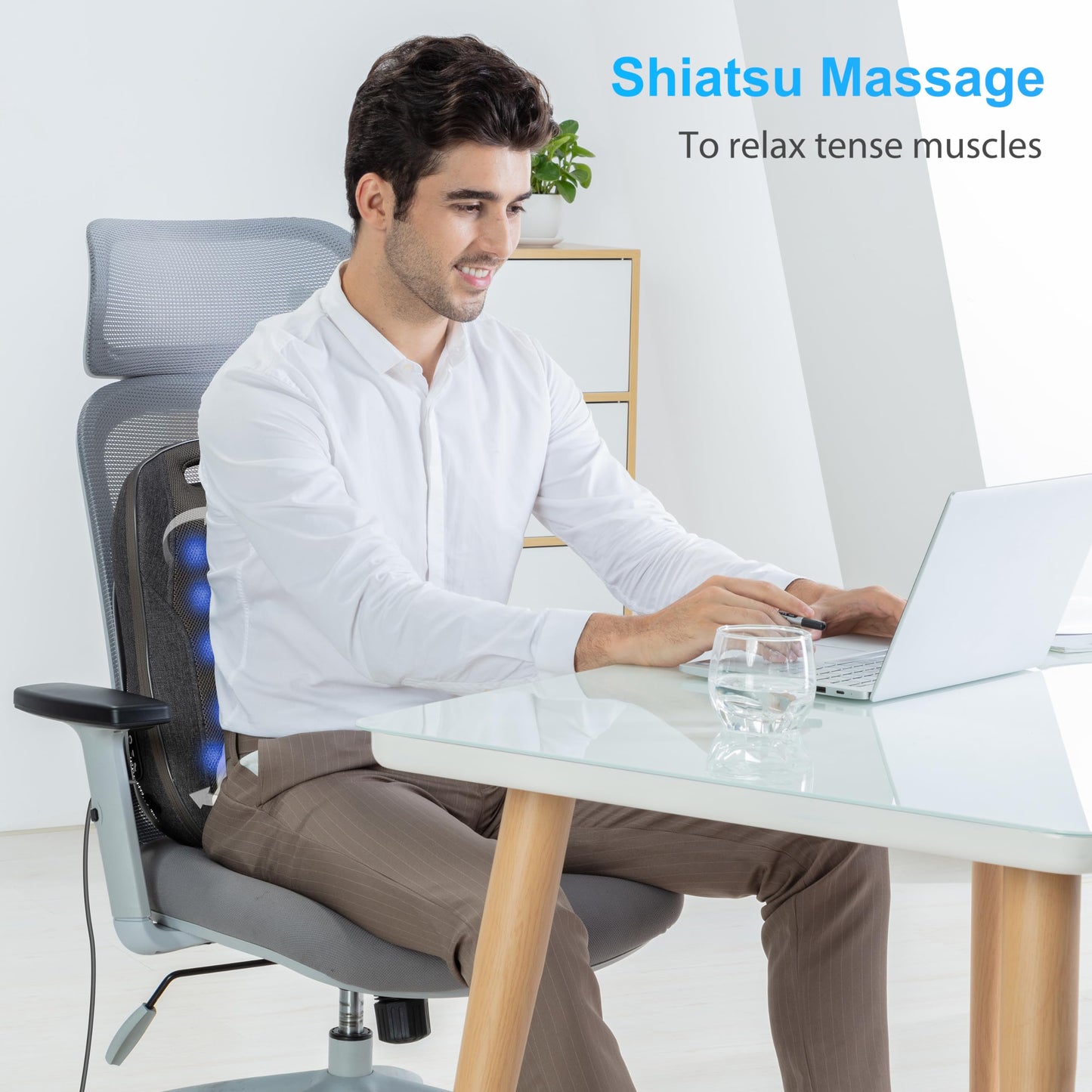 CooCoCo 14"×19" Shiatsu Back Massager with Heat, Birthday Gifts for Dad Mom Women Men Husband, Portable Massage Chair Pad, Kneading Massage Tools for Pain Relief, Chair Massager for Office Home