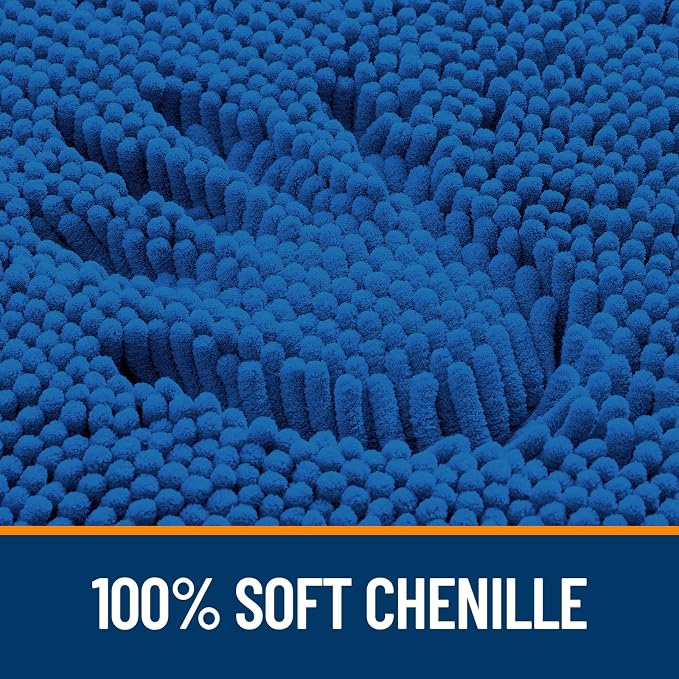 OLANLY Bathroom Rugs 34x21, Extra Soft Absorbent Chenille Bath Rugs, Rubber Backing Quick Dry, Machine Washable Bath Mats for Bathroom Floor, Tub and Shower, Home Decor Accessories, Deep Navy Blue