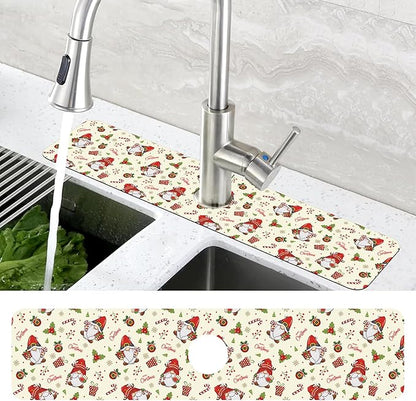 Christmas Santa Claus Kitchen Sink Splash Guard Mat Absorbent Fast Drying Mat