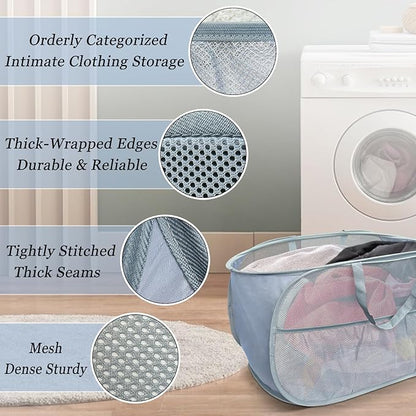 Collapsible Laundry Baskets 2 Pack, Mesh Pop Up Hamper