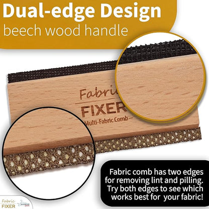 Multi-Fabric Sweater Comb with Natural Beech Wood Handle Manual Fabric Defuzzer
