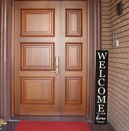 Vertical Wood Welcome Sign for Front Porch Vertical Decorative Sign Front Door Outdoor Indoor Welcome Sign 47.2x7.8 Inch Large Farmhouse Style(black)