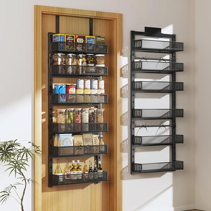 Pantry Door Organizers and Storage, 6-Tier Large Metal Heavy-Duty Frame Over