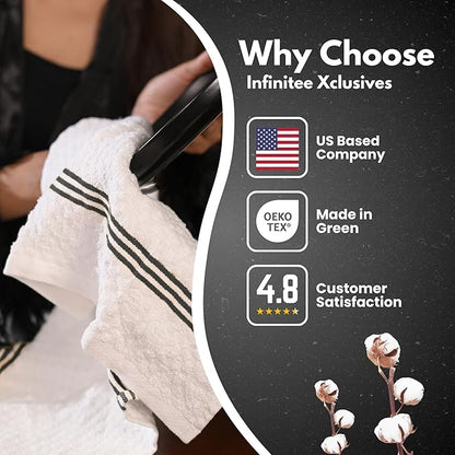 Infinitee Xclusives Premium Dish Cloth 100% Cotton 12 x 12 Inches |Pack of 4|