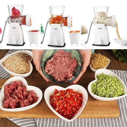 LHS Manual Meat Grinder with Stainless Steel Blades Heavy Duty Powerful Suction Base for Home Use Fast and Effortless for All Meats-White
