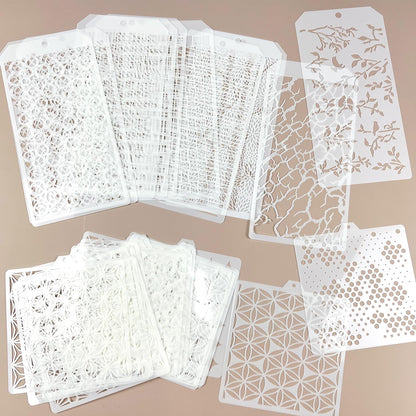 30 Pcs Abstract Layering Stencils - Mixed Media Spray Paint Stencils, Reusable Geometric Christmas Painting Templates for Wall & Canvas