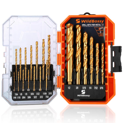 M35 Cobalt Drill Bit Set 20PCS(1/16"-1/2") High Speed Steel Jobber Length Drill Bit Kit for Hardened Metal with Index Storage Case