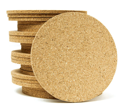 Cork Coasters for Drinks - 30 Pack Blank Round (90mm x 3.5mm) for Laser Engraving, Hot Mug Safe & Non-Slip Surface - Bulk DIY Coasters for Wedding, Coffee Bar, Home Decor - FP FAITHFUL PANDA