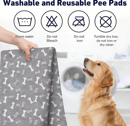 Puppy Pads with Pheromones, Washable Pee Pads for Dogs Potty Training, Reusable Dog Mat with Pet Hair Removal Gloves for Playpen, Crate, Whelping Box (Green,M)