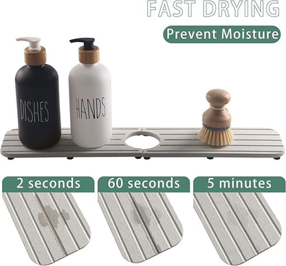 20inch x 4inch Kitchen Sink Faucet Mat, Water Absorbing Stone Faucet Splash