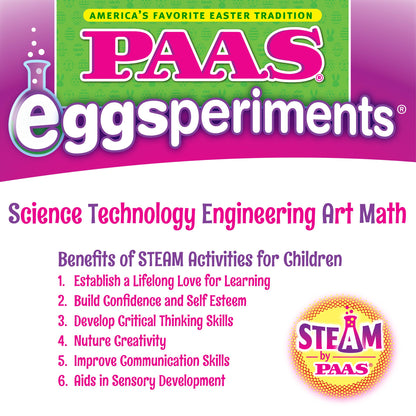 PAAS Easter Egg Decorating Bundle, Includes 1 Active Volcano Eggsperiment Kit, 1 Crystal Growing Eggsperiment Kit, Easter STEM kit, Food Safe Dye (2 Piece Bundle)