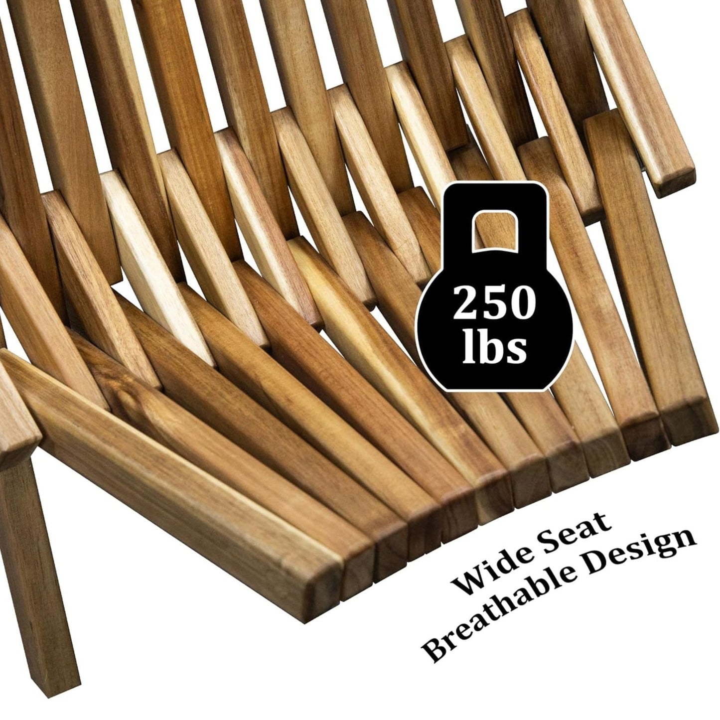 Melino Tamarack Acacia Wood Folding Lounge Chair with Weather-Resistant, Natural Finish – Low Profile Boho Outdoor Lounger Furniture with Tall Backrest for Patio, Backyard, Beach, and Camping