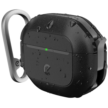 Keybudz for Waterproof AirPods 4 Case with Lock - IP68 Waterproof and Dust Proof, Shockproof Protector, Heavy Duty Rugged Protection, Drop Proof Hard Cover for AirPods 4th Gen (Carbon Black)