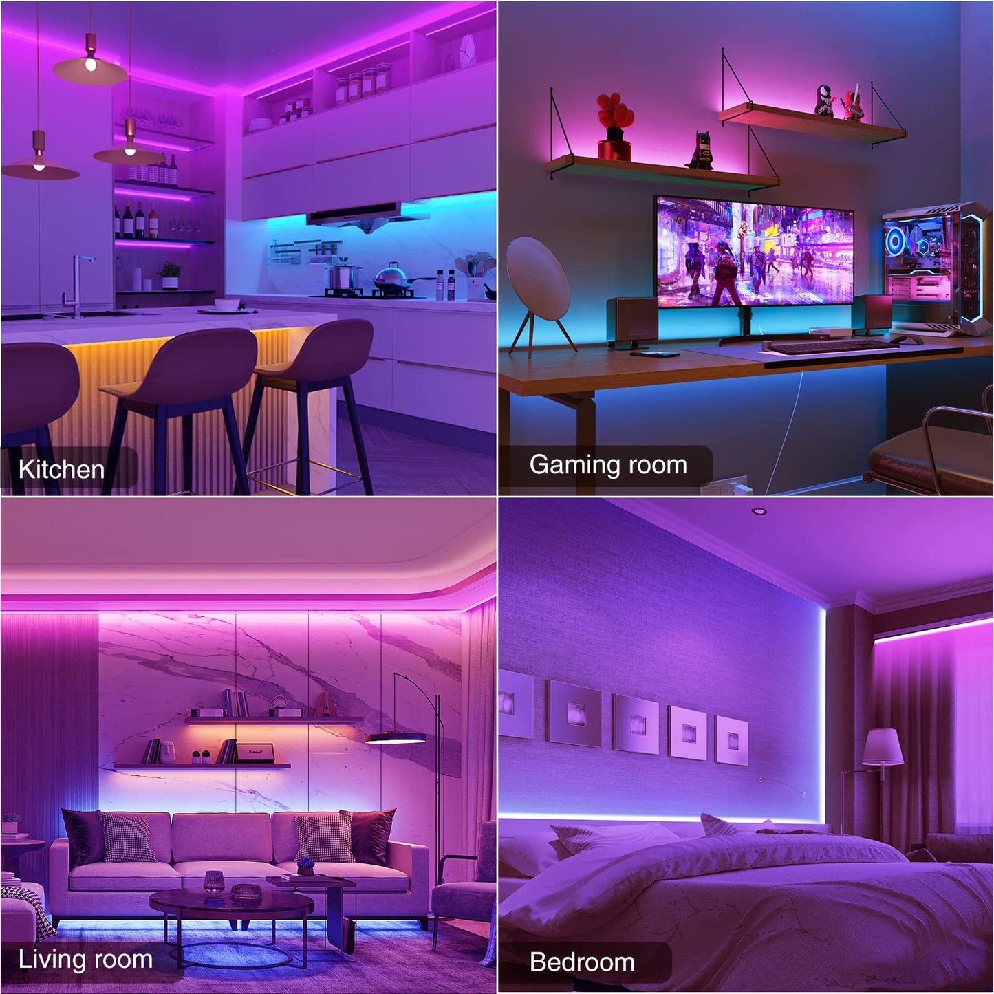 OHMAX Smart LED Strip Lights, 32.8ft RGB Lights Music Sync Color Changing Compatible with Alexa & Google Home, App Remote Control, Smart Home Lighting Decoration, WiFi 2.4Ghz