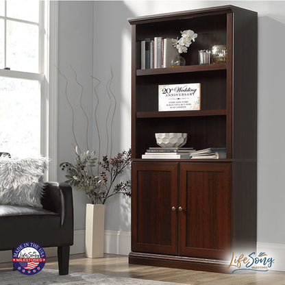 LifeSong Milestones Anniversary Shelf Sitter 5.5x8 - Table Top Décor for Wedding for Couples, Parents, and Her - Wooden Décor (20th White Every Love Story)