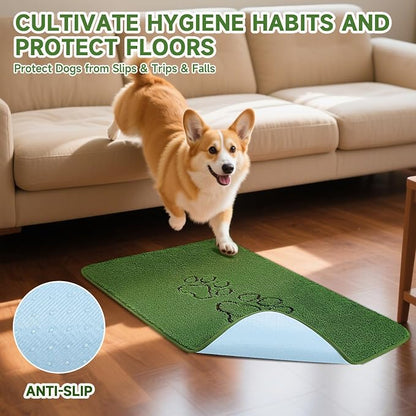 Homimp Guinea Pig Cage Liners, 2 Pack Washable Small Animal Bedding, Fast and Super Absorbent Mat for Small Animal Rabbit Bunny Hamster, Green Long Wool Fake Grass for Potty Training, Green 24"×44"