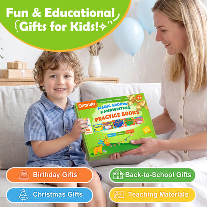 Magic Grooved Writing Practice for Kids Age 3-5, Reusable Grooved Handwriting Practice Kindergarten Workbooks for Kids Ages 3-8, Preschool Learning Activities, Tracing Books Gifts for Boys Girls