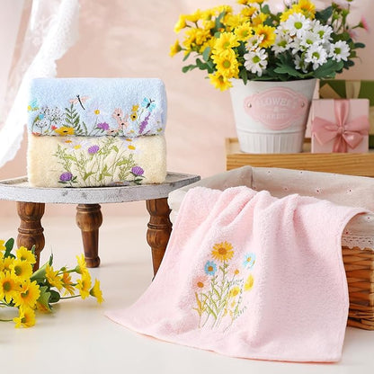 Wildflower Hand Towels Farmhouse Pink Blue Yellow Wildflower Bathroom Decor