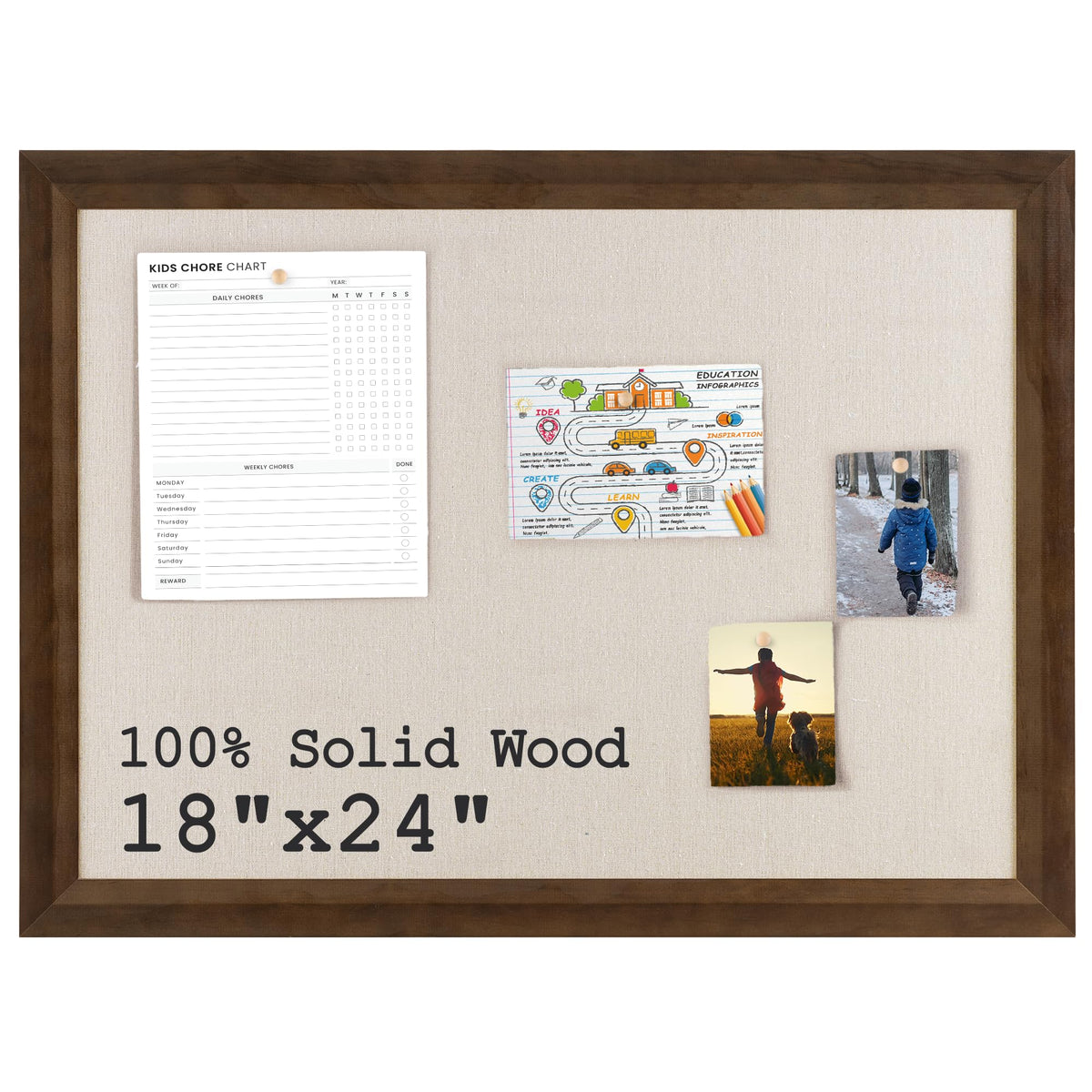Acovy Cork Board Bulletin Board (Walnut, 18" x 24")