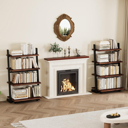 IBF 4-Tier Solid Wood Ladder Bookshelf with Natural Live Edge