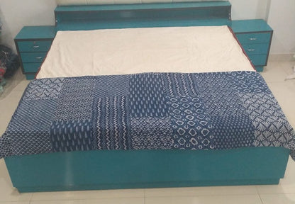 Trade Star Reversible Kantha Quilt Ethnic Cotton Queen Size Ajarak Bedspread Throw for Home Decor (Pattern 11)