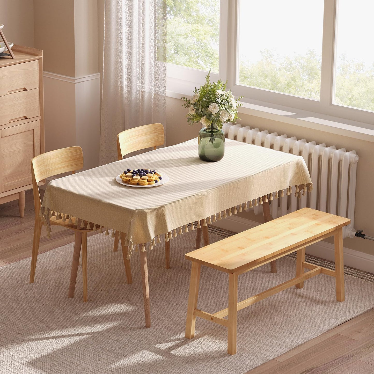 HOOBRO 39.3'' Bamboo Dining Bench, Farmhouse Table Bench, Kitchen & Living Room Furniture, Easy to Assemble, Sturdy and Stable, Natural YL03CD01G2