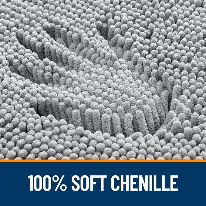 OLANLY Bathroom Rugs 30x18, Extra Soft Absorbent Chenille Bath Rugs, Rubber Backing Quick Dry, Machine Washable Bath Mats for Bathroom Floor, Tub and Shower, Home Decor Accessories, Light Grey