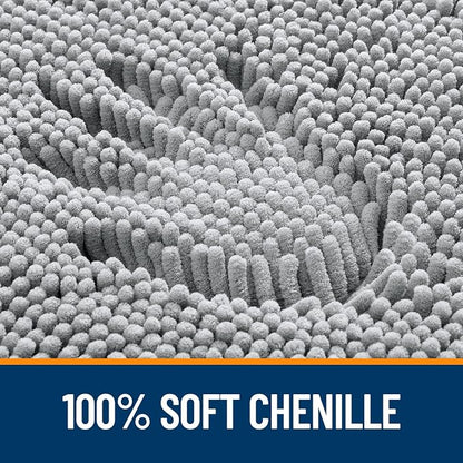 OLANLY Large Bathroom Rugs 50x30, Extra Soft Absorbent Chenille Bath Rugs, Rubber Backing Quick Dry, Machine Washable Bath Mats for Bathroom Floor, Tub and Shower, Home Decor Accessories, Light Grey