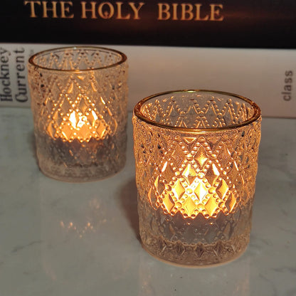 SHMILMH Clear Tealight Candle Holders Set of 24, Glass Votive Candle Holders with Rim for Wedding Table Centerpiece Birthday Party Christmas Decor
