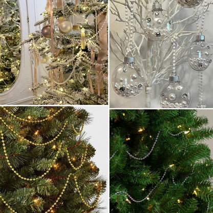 16.4 FT Pearl Beads Garland for Decoration, 12MM Ivory Craft Pearl Beads String Roll Spool for DIY Craft Wedding Party Christmas Tree Decoration