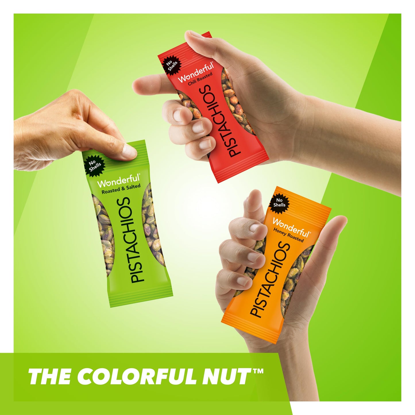 Wonderful Pistachios No Shells, 3 Flavors Mixed Variety Pack of 9 (0.75 Ounce), Roasted & Salted Nuts (4), Chili Roasted (3), Honey Roasted (2), Protein Snacks, Gluten Free, Pantry Staples, Healthy Snacks Variety Pack for Adults