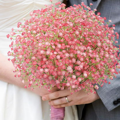 N&T NIETING Babys Breath Artificial Flowers Bulk, 24Pcs Fake Gypsophila Bouquet Flowers Real Touch Faux Babies Breath Arrangement for Wedding Floral Party Home Centerpieces Vase Decoration, Pink