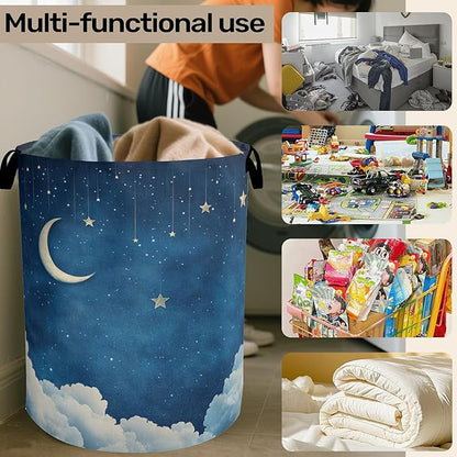 Starry Stars Moon Laundry Basket