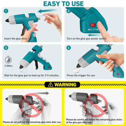 SilhouetteSlice 20W Cordless Hot Glue Gun, Fast Heating Glue Gun and 30pcs Glue Sticks Set, Stable Support Base Ideal for Crafts, DIY Arts, Home Repairs (Blue)