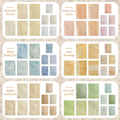 Humyoun 150 Sheets Textured Scrapbook Paper with 6 Styles, 2 Size Decoupage Scrapbooking Supplies Rice Paper for Craft Junk Journal Supplies, Card Making, Collage Kit