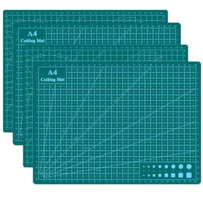 Cutting Mat 9"x12" Self Healing Cutting Mat Size Double Sided 5-Ply Rotary Sewing mat for Crafts Fabric Quilting Hobby Art Clay Precision Scrapbooking Project, A4, Green 4PCS