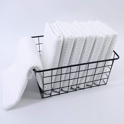 POLYTE Ultra Premium Microfiber Kitchen Dish Hand Towel Waffle Weave, 8 Pack