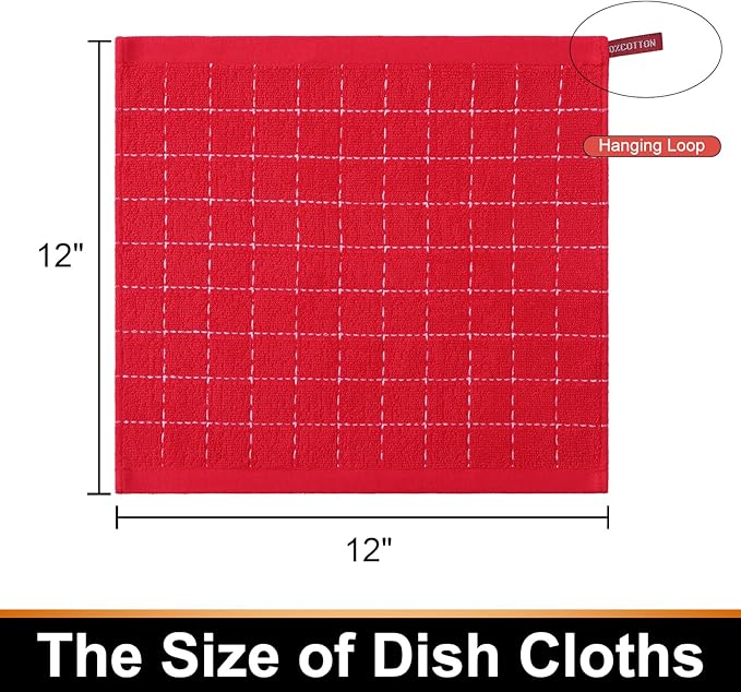 Mordimy 100% Cotton Terry Cloth Dish Cloths, Soft and Absorbent Checkered Dish