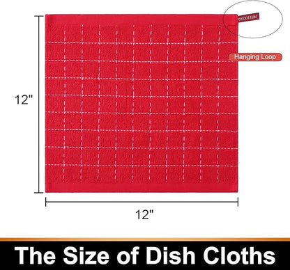 Mordimy 100% Cotton Terry Cloth Dish Cloths, Soft and Absorbent Checkered Dish